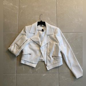 White House Black Market White Moto Jacket